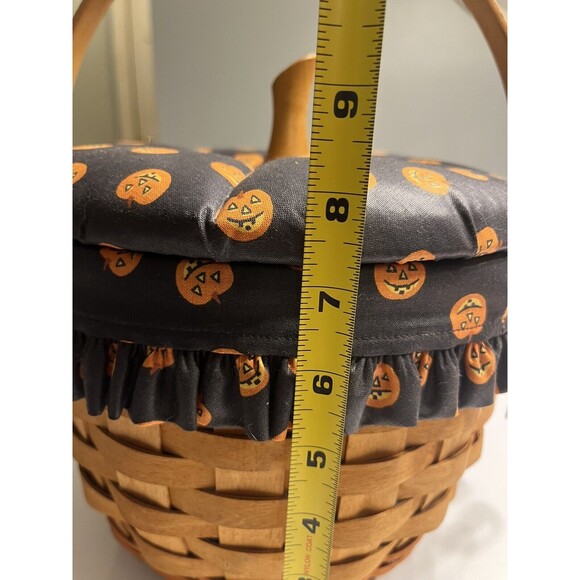 Longaberger Pumpkin Fall Stem Lid Basket Jack O' Lantern Liner Protector Combo - Picture 5 of 15